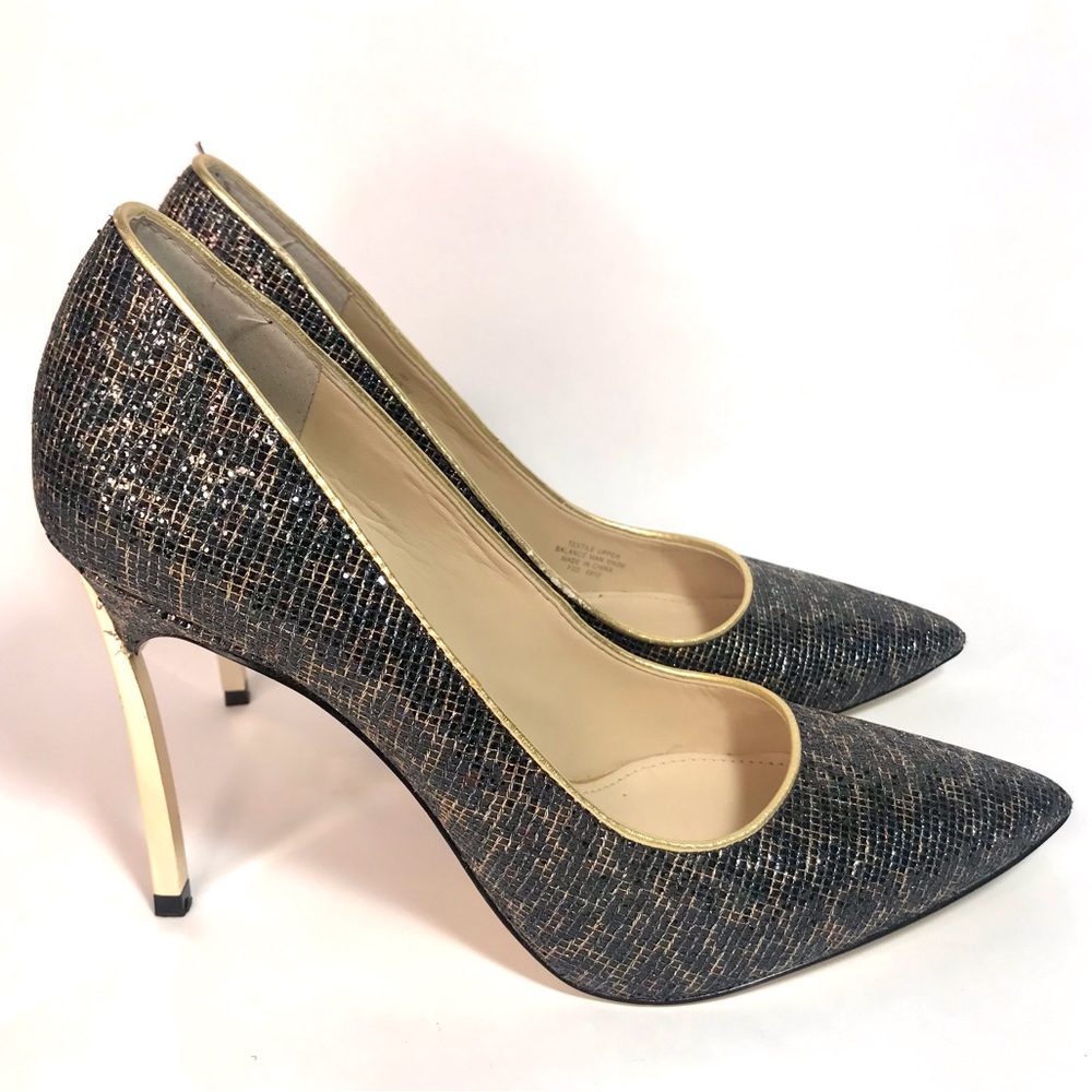 Enzo Angiolini Eainfinti Infinity Black Gold Metallic Cheetah Print Pumps - Picture 3 of 16
